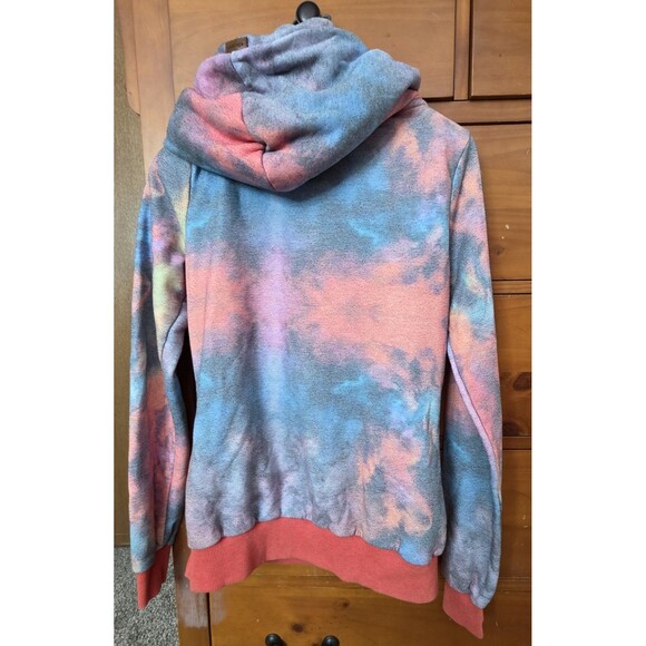 Wanakome Cowl Neck Pullover Size Small Tie Dye Hood Pocket Heavyweight Coral - Picture 6 of 16